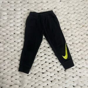 Nike Kids Dark Gray Joggers with Neon Green Swoosh